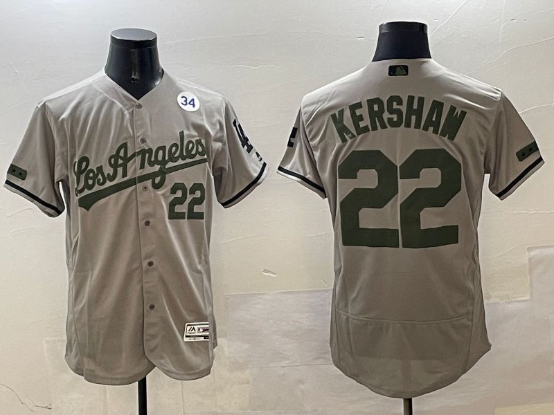 Men Los Angeles Dodgers #22 Kershaw Grey Fashion Elite 2025 Nike MLB Jersey style 4